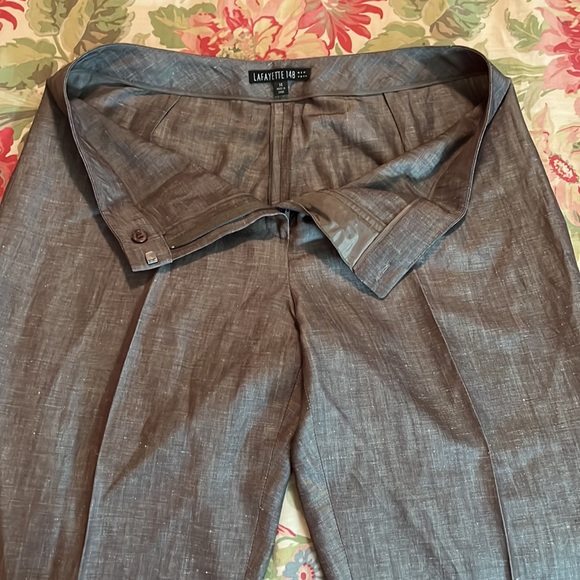 Lafayette 148 Size 14 Flat-Front Career Trouser Virgin Wool + Linen $328 NEW - Picture 4 of 16